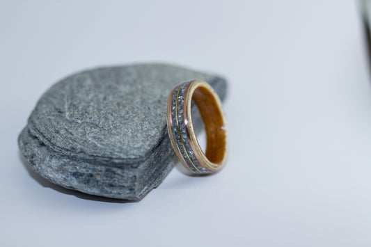 White Birch and Mahogany with Rhinestone, Copper, and Brass Inlay