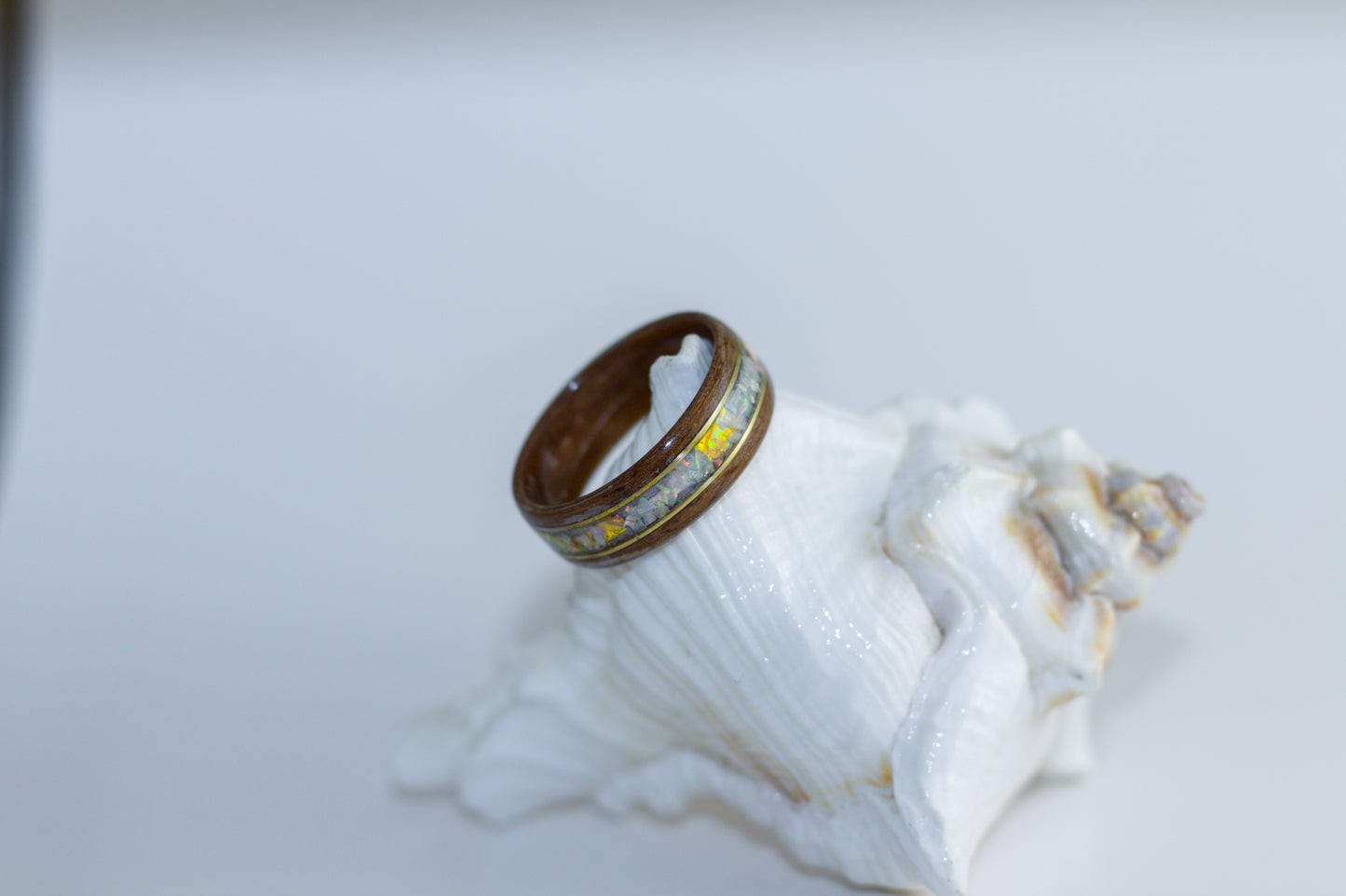 European Oak with White Opal and Brass Inlay