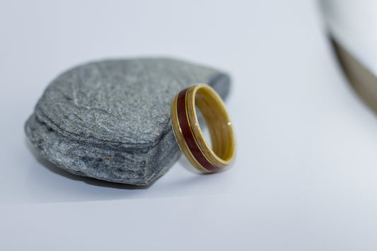 Red Oak with Padauk and Brass Inlay